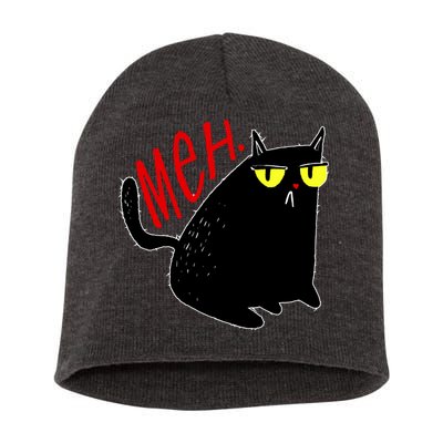 Funny Meh. Cat Meme For Cat Lovers Short Acrylic Beanie