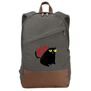 Funny Meh. Cat Meme For Cat Lovers Cotton Canvas Backpack