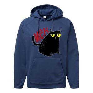 Funny Meh. Cat Meme For Cat Lovers Performance Fleece Hoodie