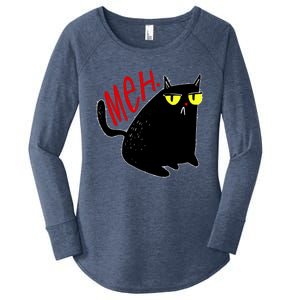 Funny Meh. Cat Meme For Cat Lovers Women's Perfect Tri Tunic Long Sleeve Shirt