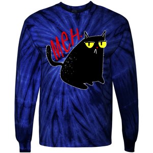 Funny Meh. Cat Meme For Cat Lovers Tie-Dye Long Sleeve Shirt