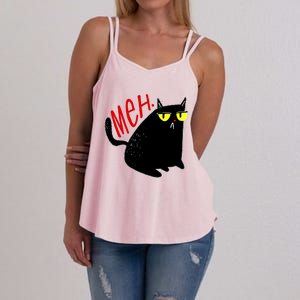 Funny Meh. Cat Meme For Cat Lovers Women's Strappy Tank