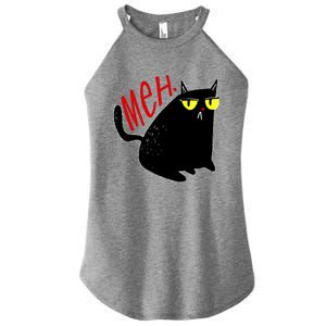 Funny Meh. Cat Meme For Cat Lovers Women's Perfect Tri Rocker Tank