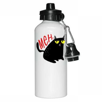 Funny Meh. Cat Meme For Cat Lovers Aluminum Water Bottle 