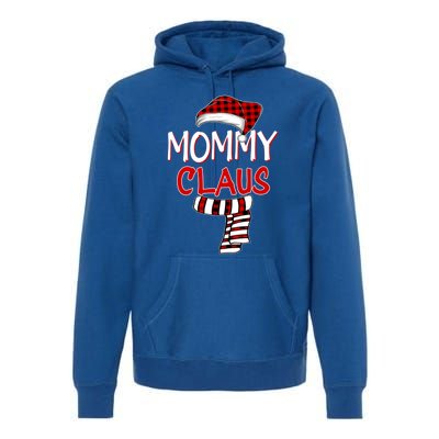 Funny Mom Christmas Santa Claus Red Plaid Funny Gift Mommy Claus Gift Premium Hoodie