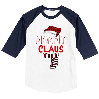 Funny Mom Christmas Santa Claus Red Plaid Funny Gift Mommy Claus Gift Baseball Sleeve Shirt