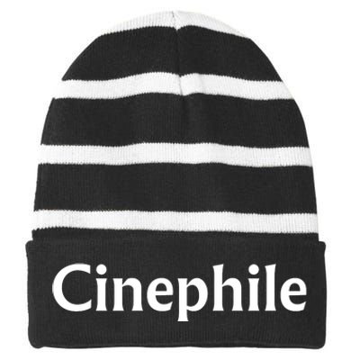 Funny Movie Cinephile Striped Beanie with Solid Band