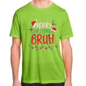 Funny Merry Christmas Bruh Xmas Lights Santa Hat Adult ChromaSoft Performance T-Shirt