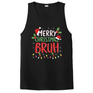 Funny Merry Christmas Bruh Xmas Lights Santa Hat PosiCharge Competitor Tank