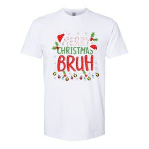 Funny Merry Christmas Bruh Xmas Lights Santa Hat Softstyle CVC T-Shirt