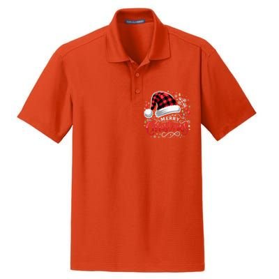 Funny Merry Christmas Funny Red Plaid Buffalo Santa Hat Dry Zone Grid Polo