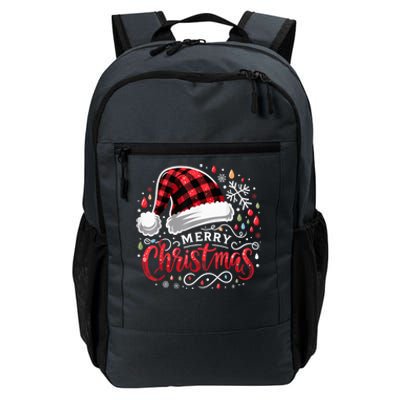 Funny Merry Christmas Funny Red Plaid Buffalo Santa Hat Daily Commute Backpack