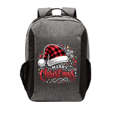 Funny Merry Christmas Funny Red Plaid Buffalo Santa Hat Vector Backpack