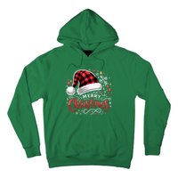 Funny Merry Christmas Funny Red Plaid Buffalo Santa Hat Hoodie