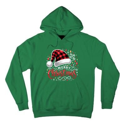 Funny Merry Christmas Funny Red Plaid Buffalo Santa Hat Tall Hoodie