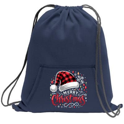 Funny Merry Christmas Funny Red Plaid Buffalo Santa Hat Sweatshirt Cinch Pack Bag