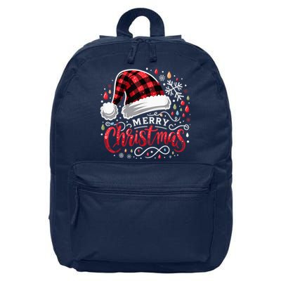 Funny Merry Christmas Funny Red Plaid Buffalo Santa Hat 16 in Basic Backpack