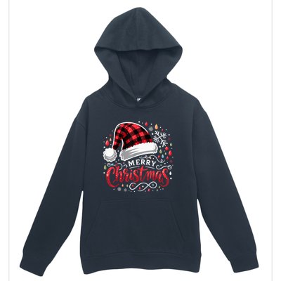 Funny Merry Christmas Funny Red Plaid Buffalo Santa Hat Urban Pullover Hoodie