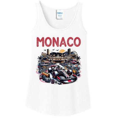 Formula Monaco City Monte Carlo Circuit Racetrack Travel Ladies Essential Tank