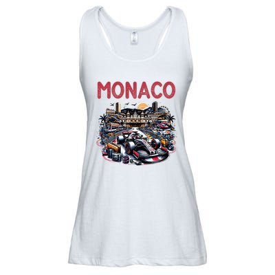 Formula Monaco City Monte Carlo Circuit Racetrack Travel Ladies Essential Flowy Tank