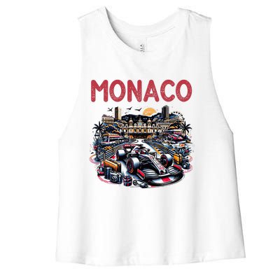 Formula Monaco City Monte Carlo Circuit Racetrack Travel Women's Racerback Cropped Tank