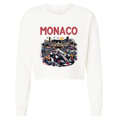 Formula Monaco City Monte Carlo Circuit Racetrack Travel Cropped Pullover Crew