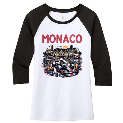 Formula Monaco City Monte Carlo Circuit Racetrack Travel Women's Tri-Blend 3/4-Sleeve Raglan Shirt