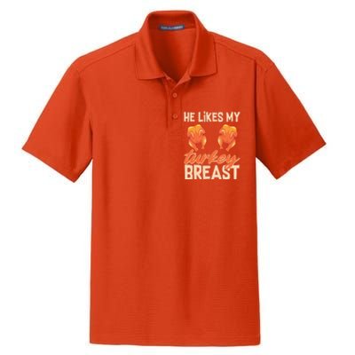 Funny Matching Couples Thanksgiving He Likes My Turkey Breast Dry Zone Grid Polo