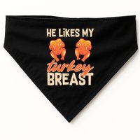 Funny Matching Couples Thanksgiving He Likes My Turkey Breast USA-Made Doggie Bandana