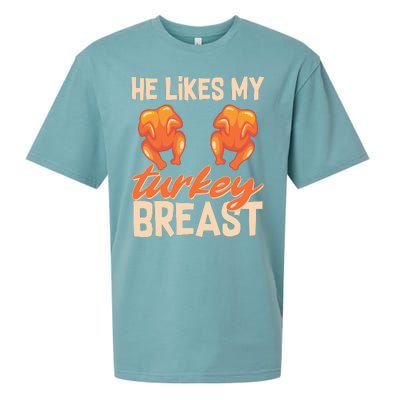 Funny Matching Couples Thanksgiving He Likes My Turkey Breast Sueded Cloud Jersey T-Shirt