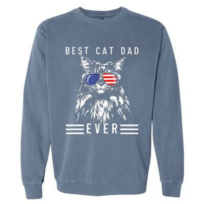 Funny Maine Coon Cat Best Cat Dad Ever Funny Cat Maine Coon Garment-Dyed Sweatshirt