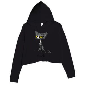 Funny Meh Cat Gift For Cat Lovers Crop Fleece Hoodie