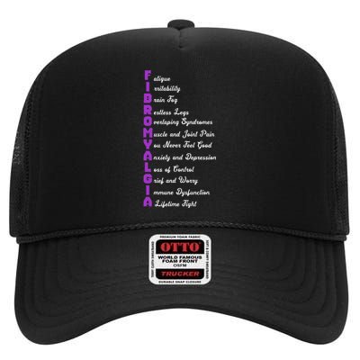 Fibromyalgia Meaning Chronic Pain Fibro Awareness High Crown Mesh Back Trucker Hat