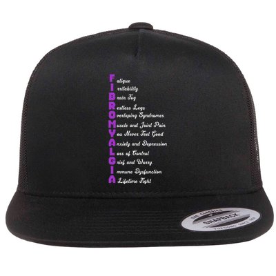 Fibromyalgia Meaning Chronic Pain Fibro Awareness Flat Bill Trucker Hat