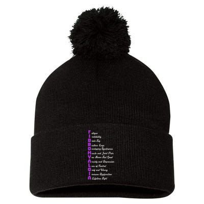 Fibromyalgia Meaning Chronic Pain Fibro Awareness Pom Pom 12in Knit Beanie