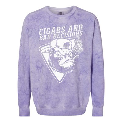 Funny Monkey Cigars And Bad Decisions Colorblast Crewneck Sweatshirt