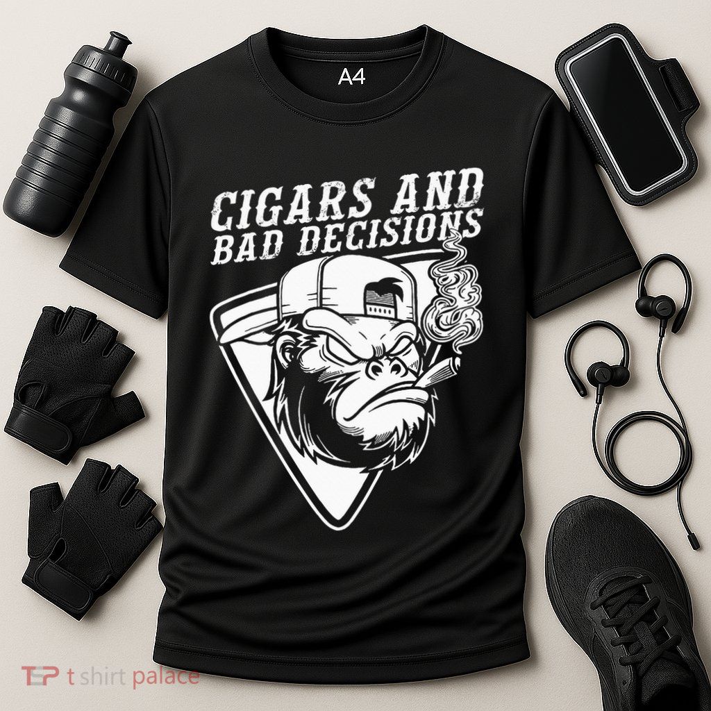 Funny Monkey Cigars And Bad Decisions Performance Shirt
