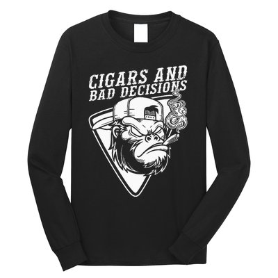 Funny Monkey Cigars And Bad Decisions Long Sleeve Shirt