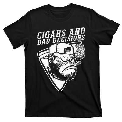 Funny Monkey Cigars And Bad Decisions T-Shirt