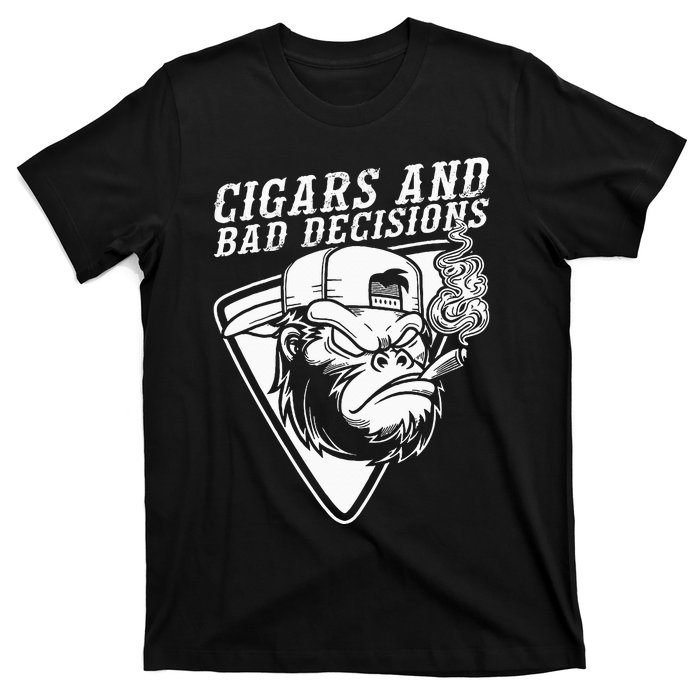 Funny Monkey Cigars And Bad Decisions T-Shirt