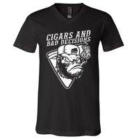 Funny Monkey Cigars And Bad Decisions V-Neck T-Shirt