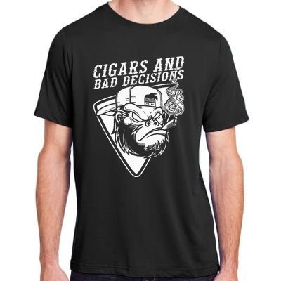 Funny Monkey Cigars And Bad Decisions Adult ChromaSoft Performance T-Shirt