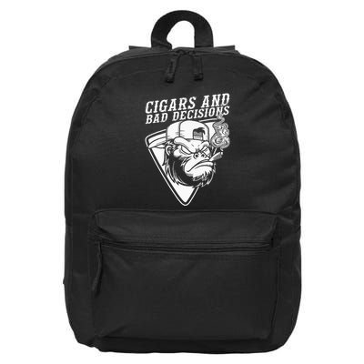 Funny Monkey Cigars And Bad Decisions 16 in Basic Backpack