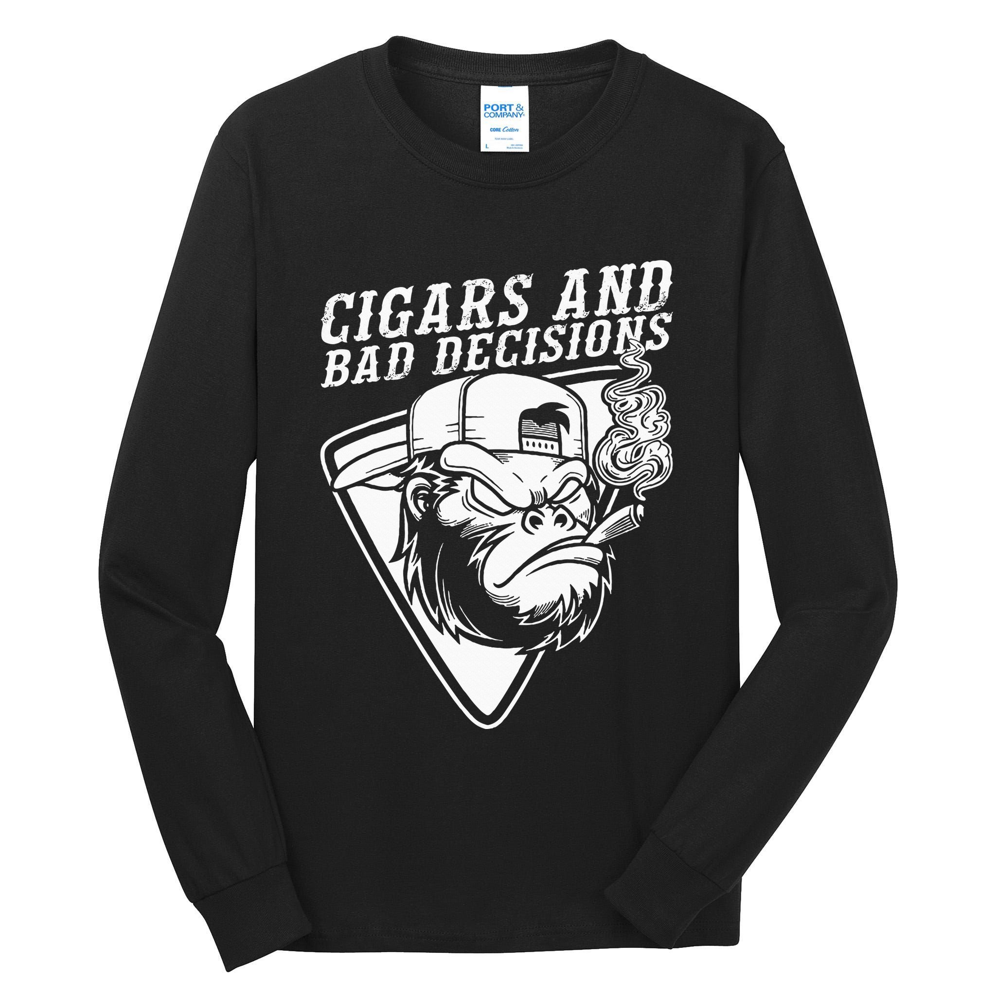 Funny Monkey Cigars And Bad Decisions Tall Long Sleeve T-Shirt