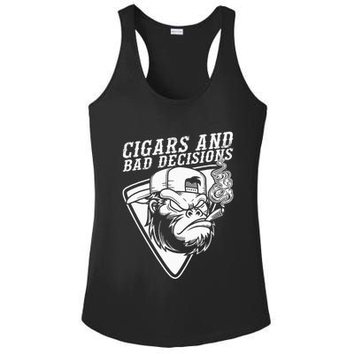Funny Monkey Cigars And Bad Decisions Ladies PosiCharge Competitor Racerback Tank