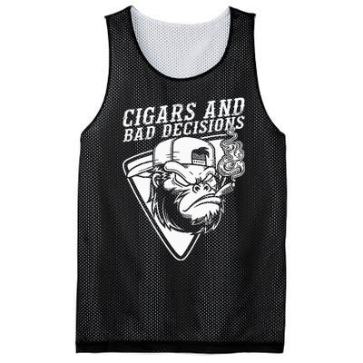 Funny Monkey Cigars And Bad Decisions Mesh Reversible Basketball Jersey Tank