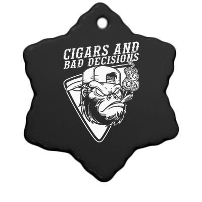 Funny Monkey Cigars And Bad Decisions Ceramic Star Ornament