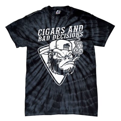 Funny Monkey Cigars And Bad Decisions Tie-Dye T-Shirt