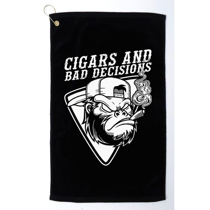 Funny Monkey Cigars And Bad Decisions Golf Towel