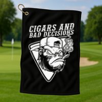 Funny Monkey Cigars And Bad Decisions Golf Towel
